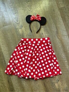 Minnie Mouse Red Polka Dot Skirt and Ears for women/teens Disneyland Outfit Set